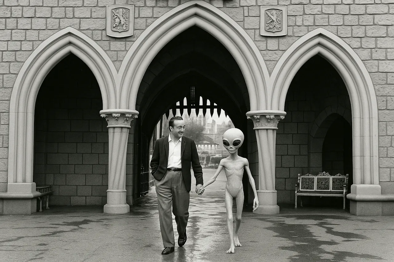 A California theme park in 1964, with visitors from beyond the Firmament among the crowd.